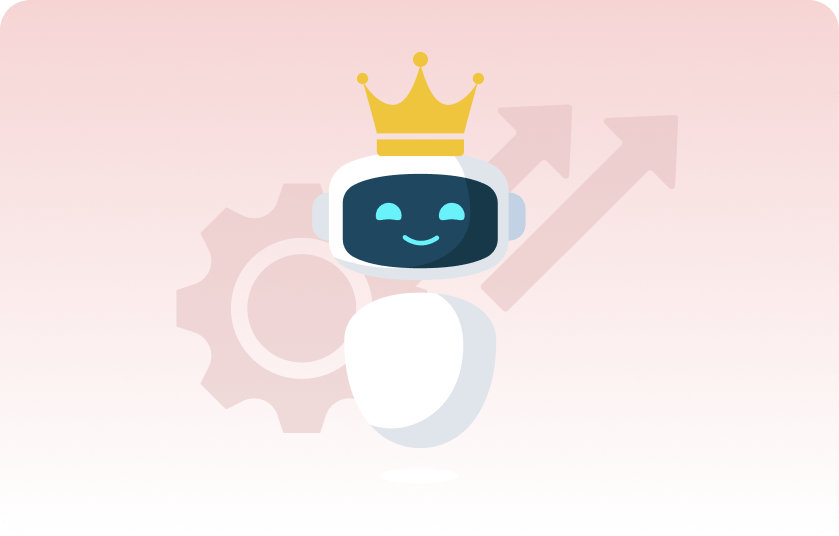 A smiling robot at center with labels around it reading “Key insights,” “Interlocutors,” “Action items,” and “Next steps.”