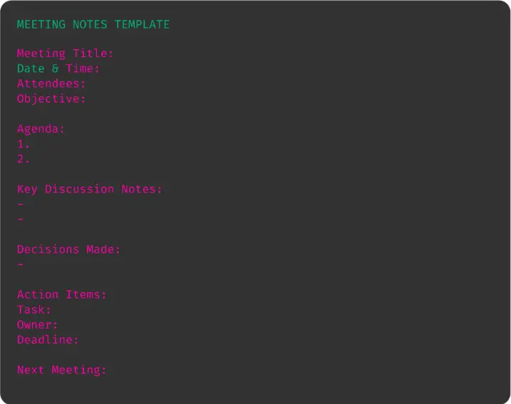 meeting notes template example