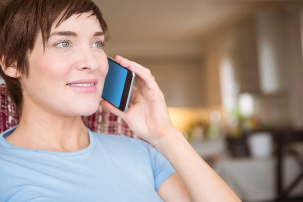 woman calling carrier on android