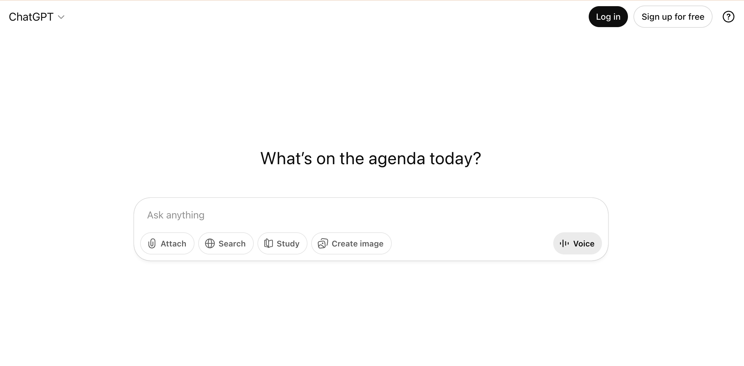 Main page of chatgpt