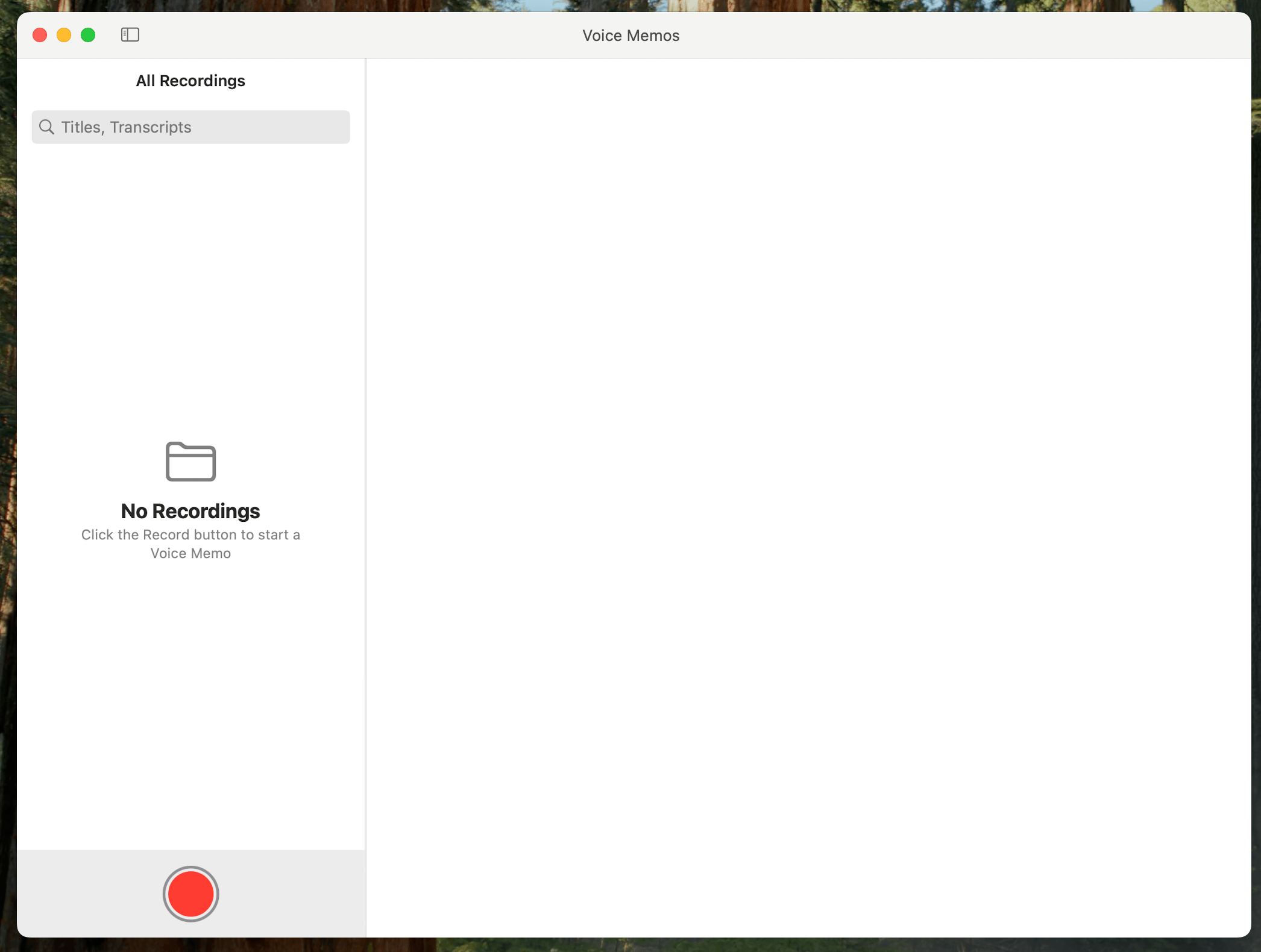 voice memos interface on macbook