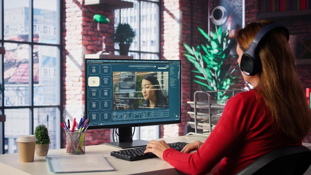 ai video editing app on computer screen 