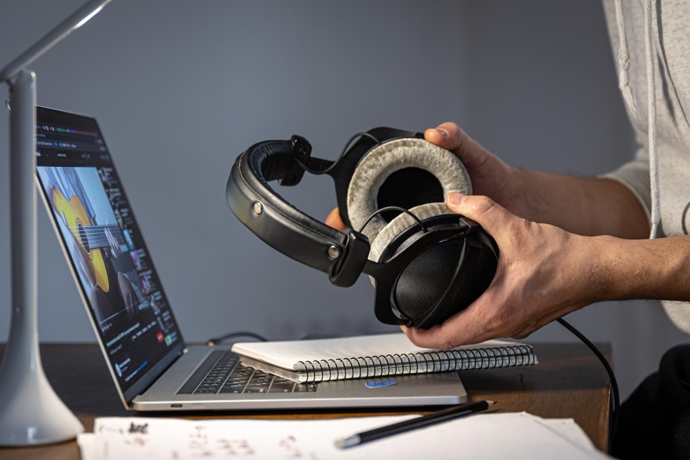 putting on headphones with no mic attached