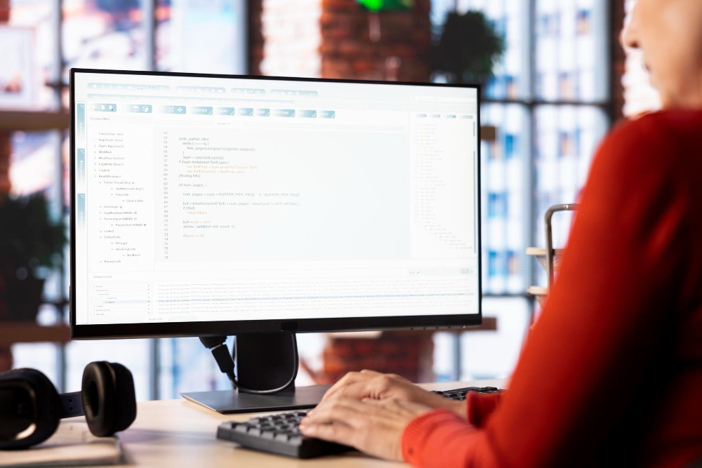 office worker using summarizer to read emails