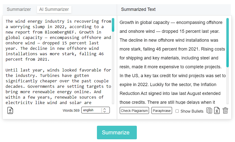 scribbr summary interface