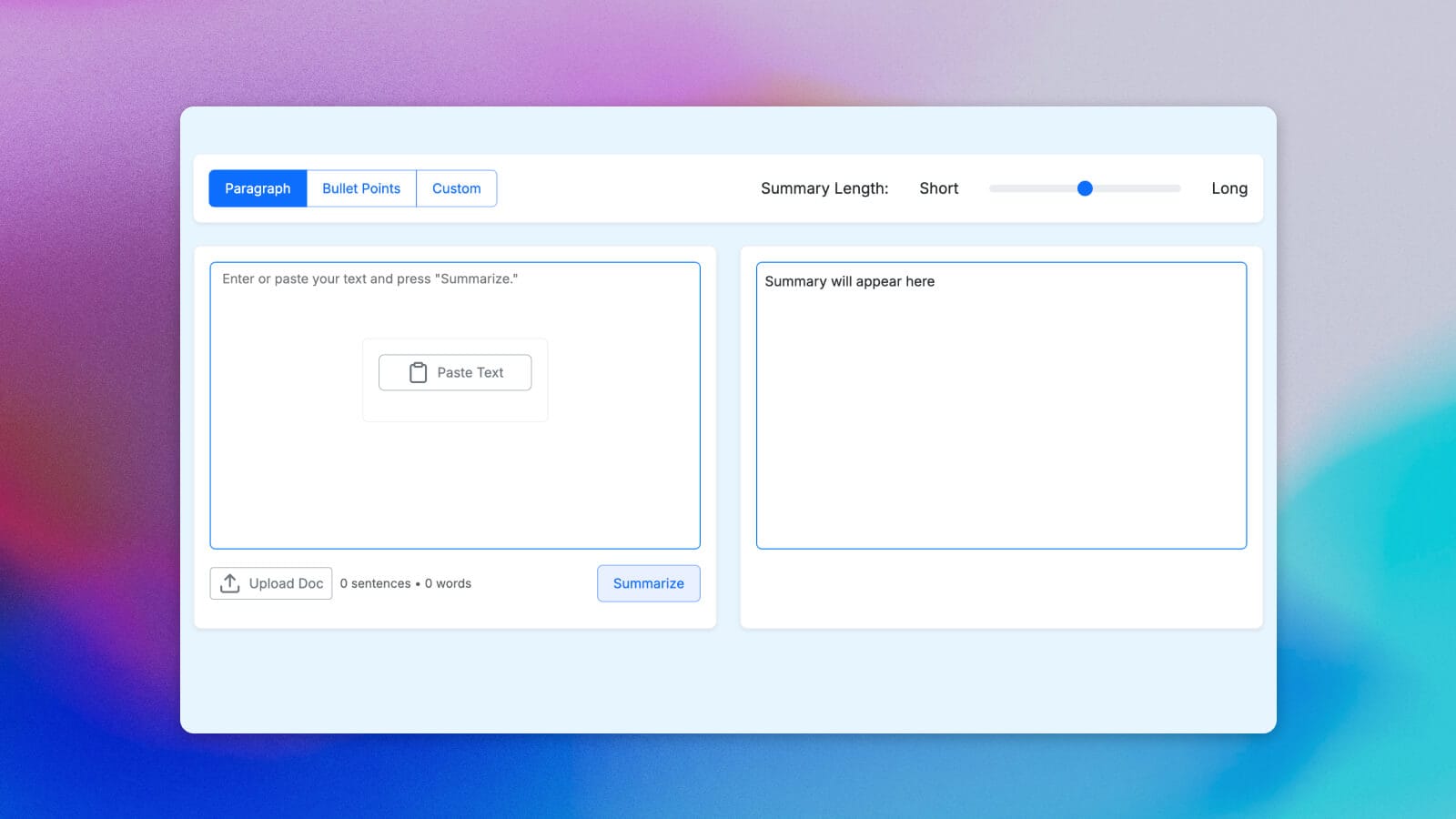 free long text summary generator noiz