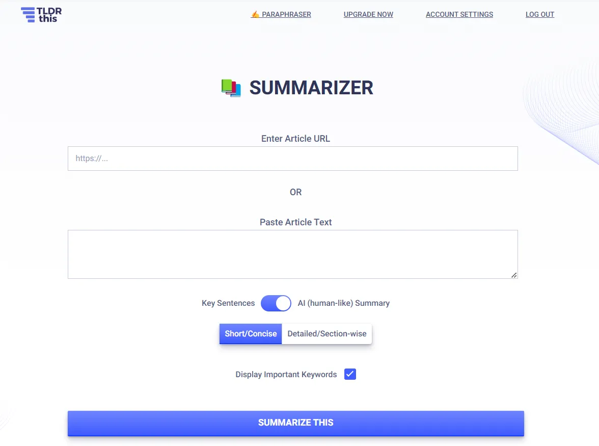 tldr this web summarizer
