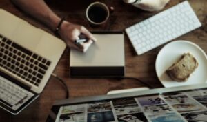 professional creating social media content using ai tools