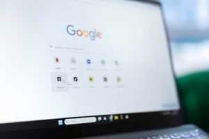 screen with google search interface and icons