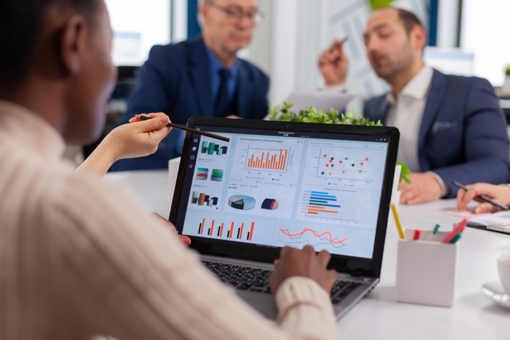 Team reviewing marketing automation dashboard results