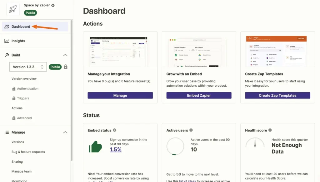 zapier dashboard with ai tools