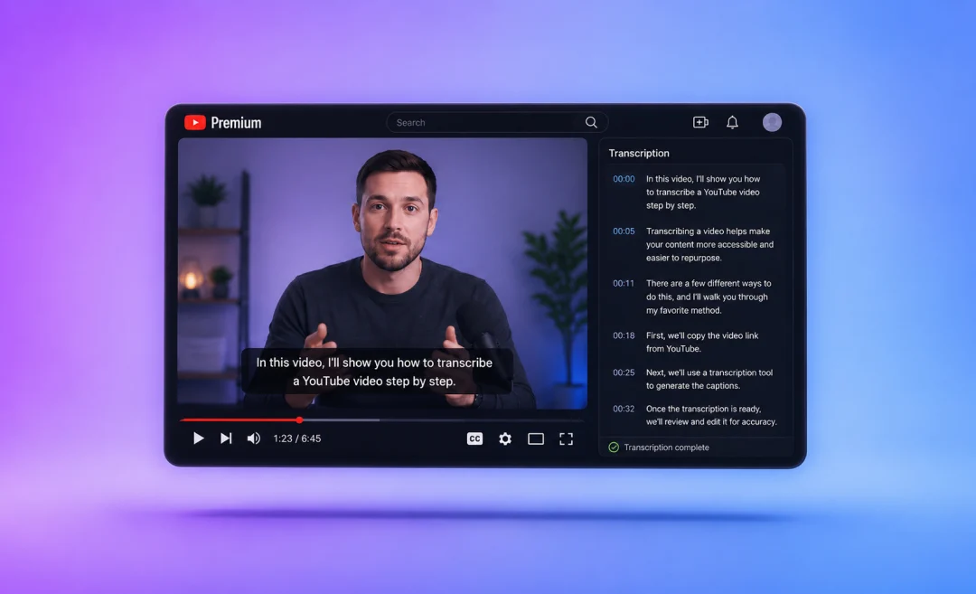 how to transcribe a youtube video