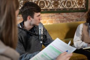 highlighting transcription examples in short interview transcript