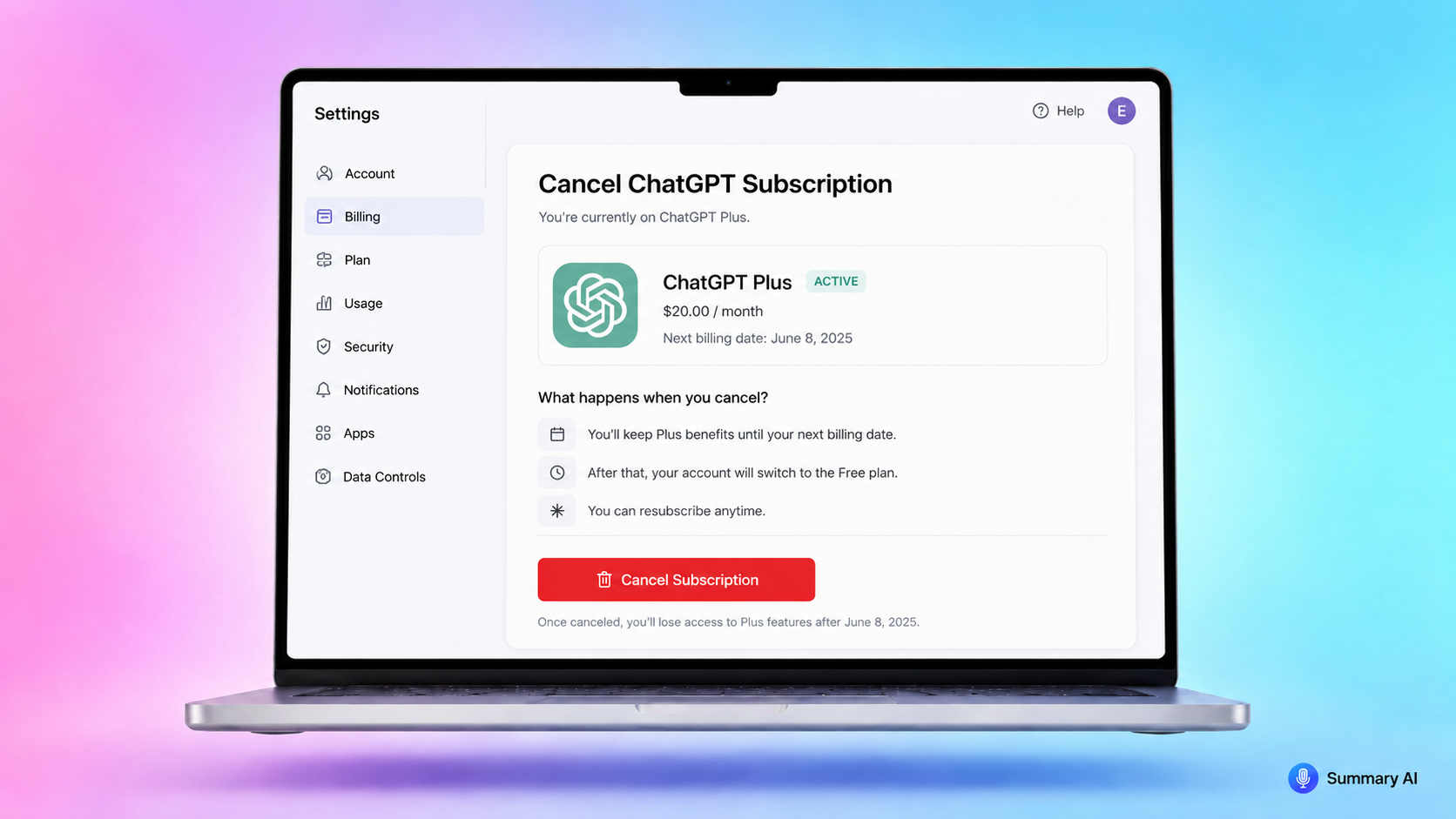 cancel chatgpt subscription