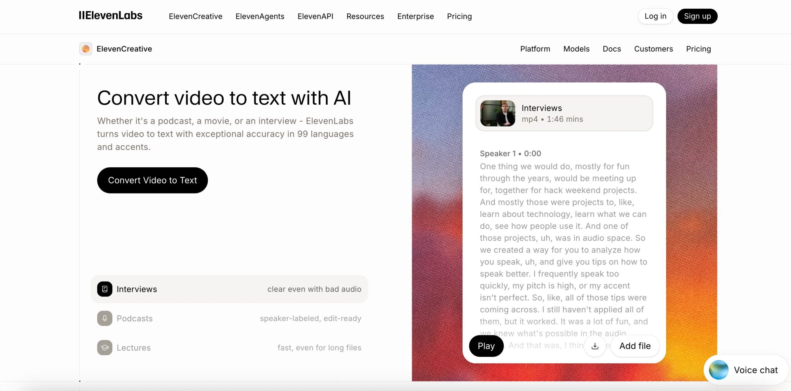 elevenlabs ai website screenshot