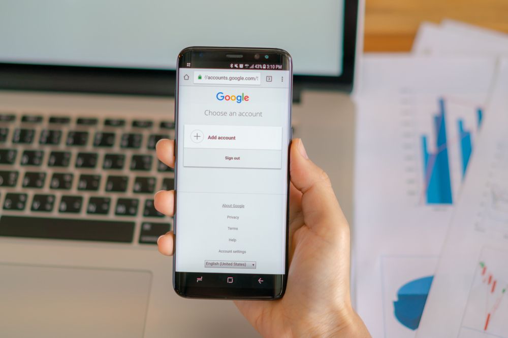 phone screen with google account sign in