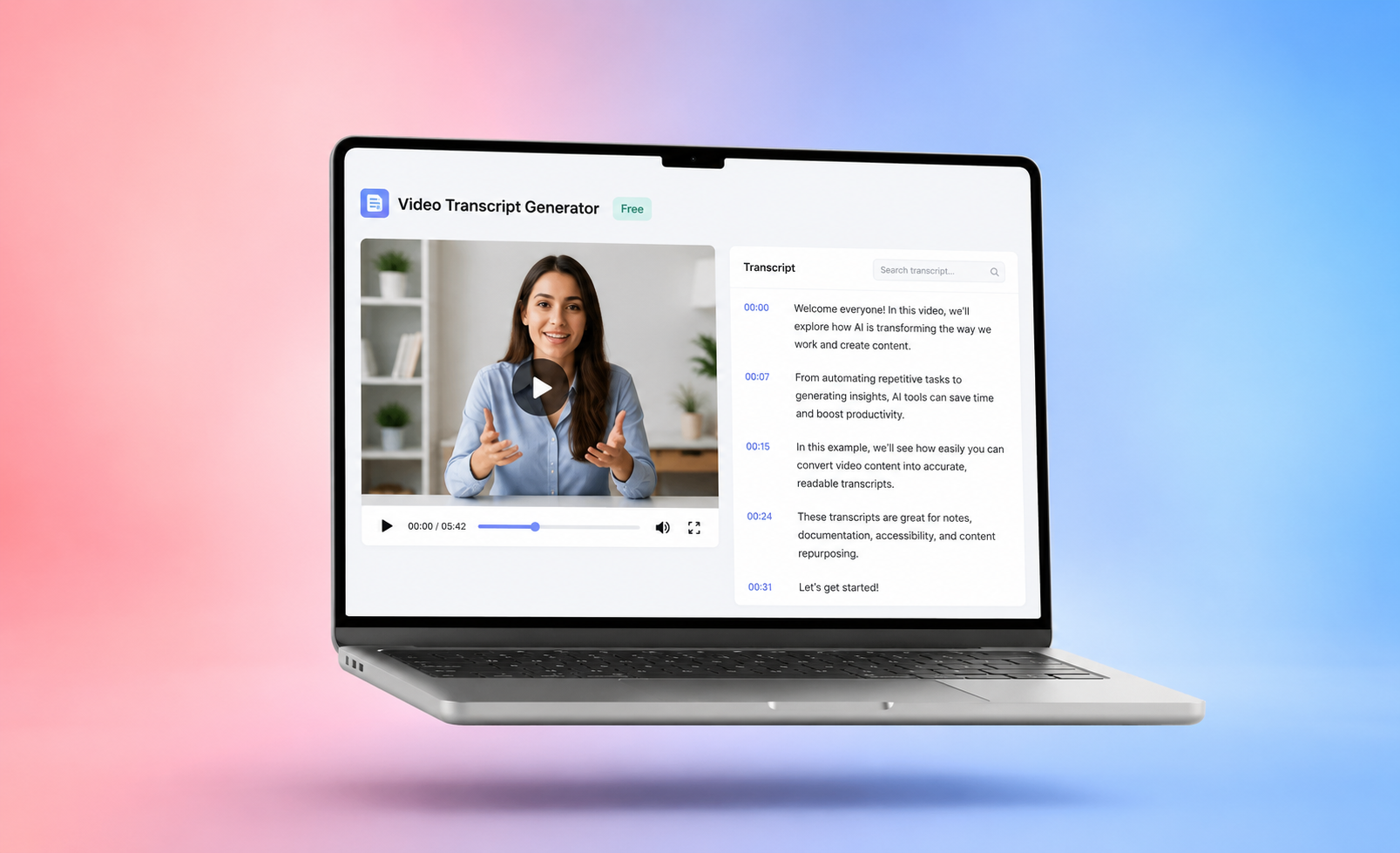 video transcript generator free